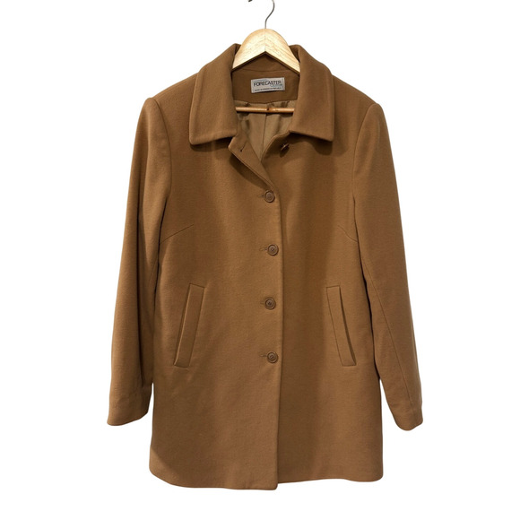 Neiman Marcus 14 Lambswool $499 Vintage Coat Button Front Jacket Camel Tan - Picture 2 of 9